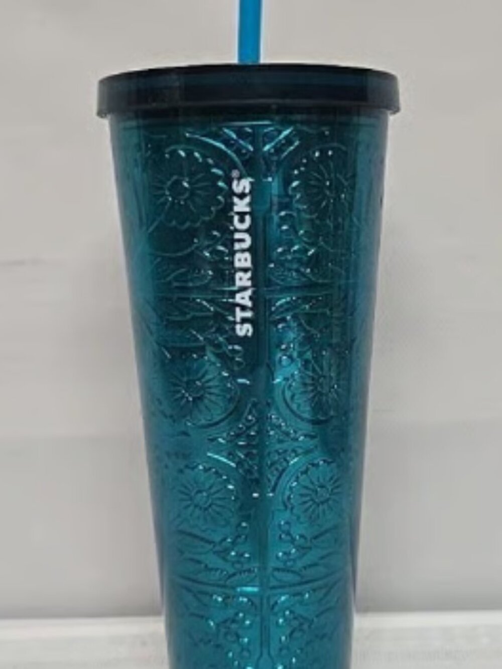 2017 Starbucks Embossed Floral Foil Rare Venti Cold Cup Tumbler Rare